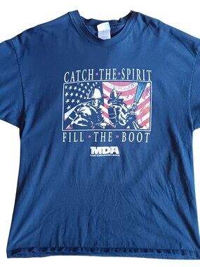 Vintage T-shirt XXL Catch The Spirit Fill The Boot" Firefighters American Flag
